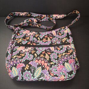Waverly Inspirations Quilted Black w/ Paisley & Floral Patterned Lined Crossbody